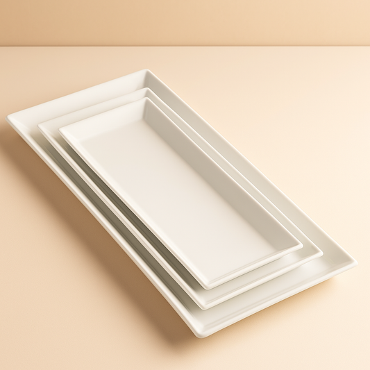 Plates Geneva White Rectangular Ceramic Essence