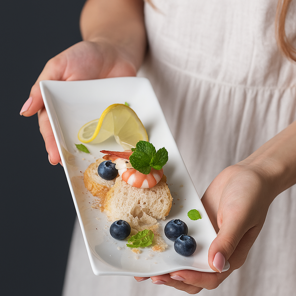 Plates Geneva White Rectangular Ceramic Essence