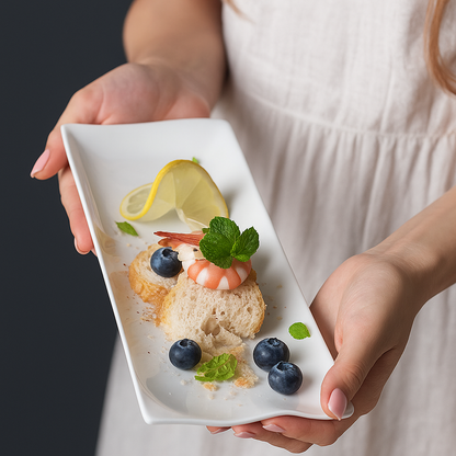 Plates Geneva White Rectangular Ceramic Essence