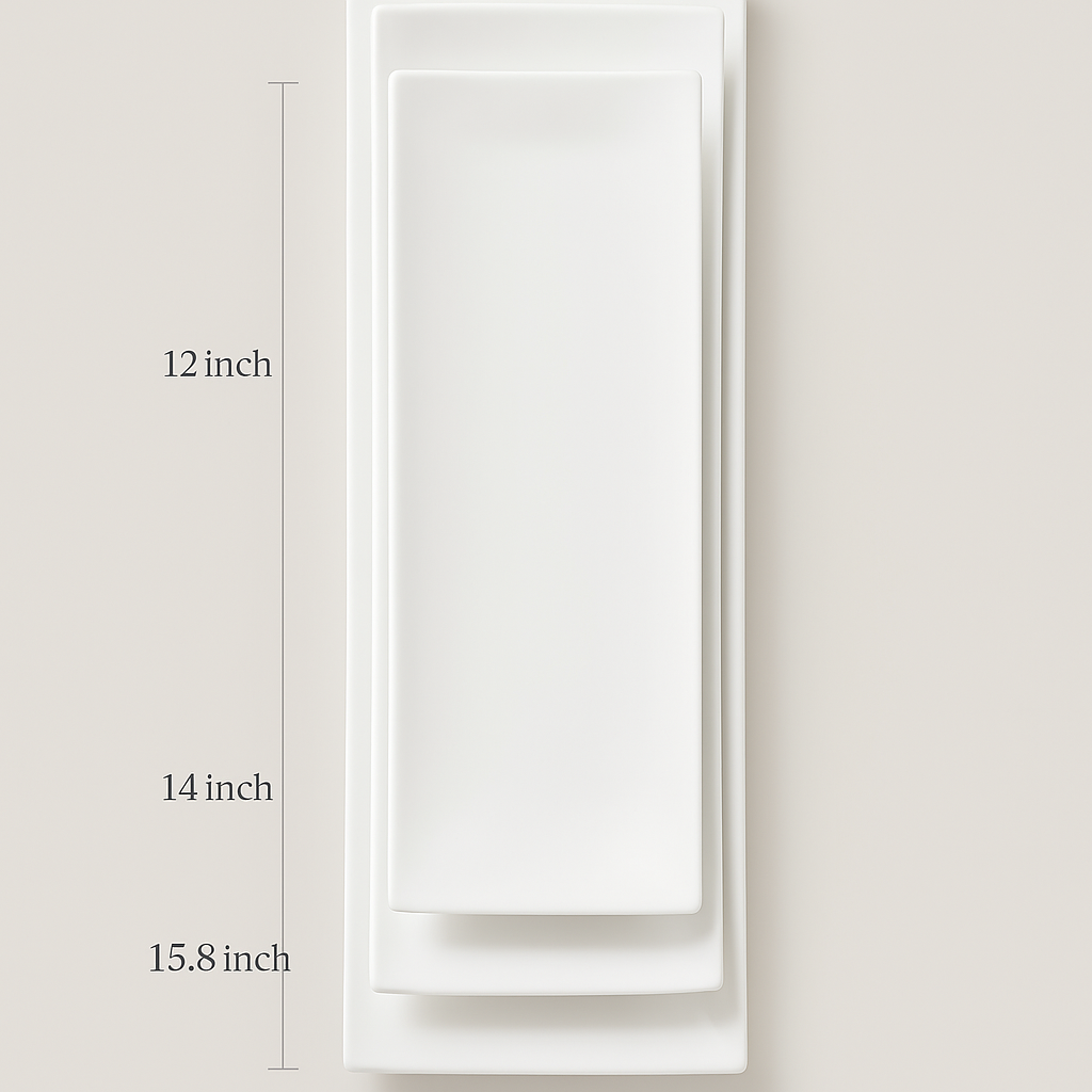 Plates Geneva White Rectangular Ceramic Essence