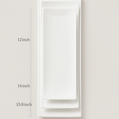 Plates Geneva White Rectangular Ceramic Essence