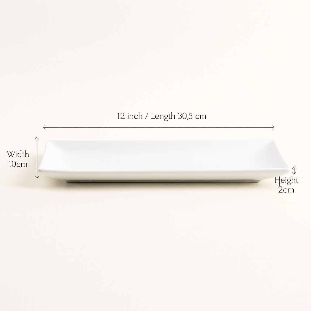 Plates Geneva White Rectangular Ceramic Essence