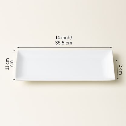 Plates Geneva White Rectangular Ceramic Essence