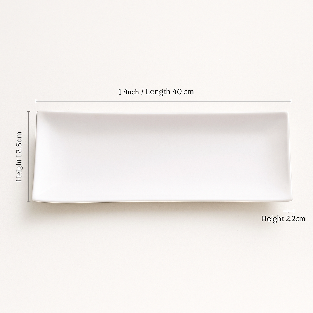 Plates Geneva White Rectangular Ceramic Essence