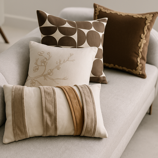 Pillow Cover Bordeaux French Stamped Brown Elegance