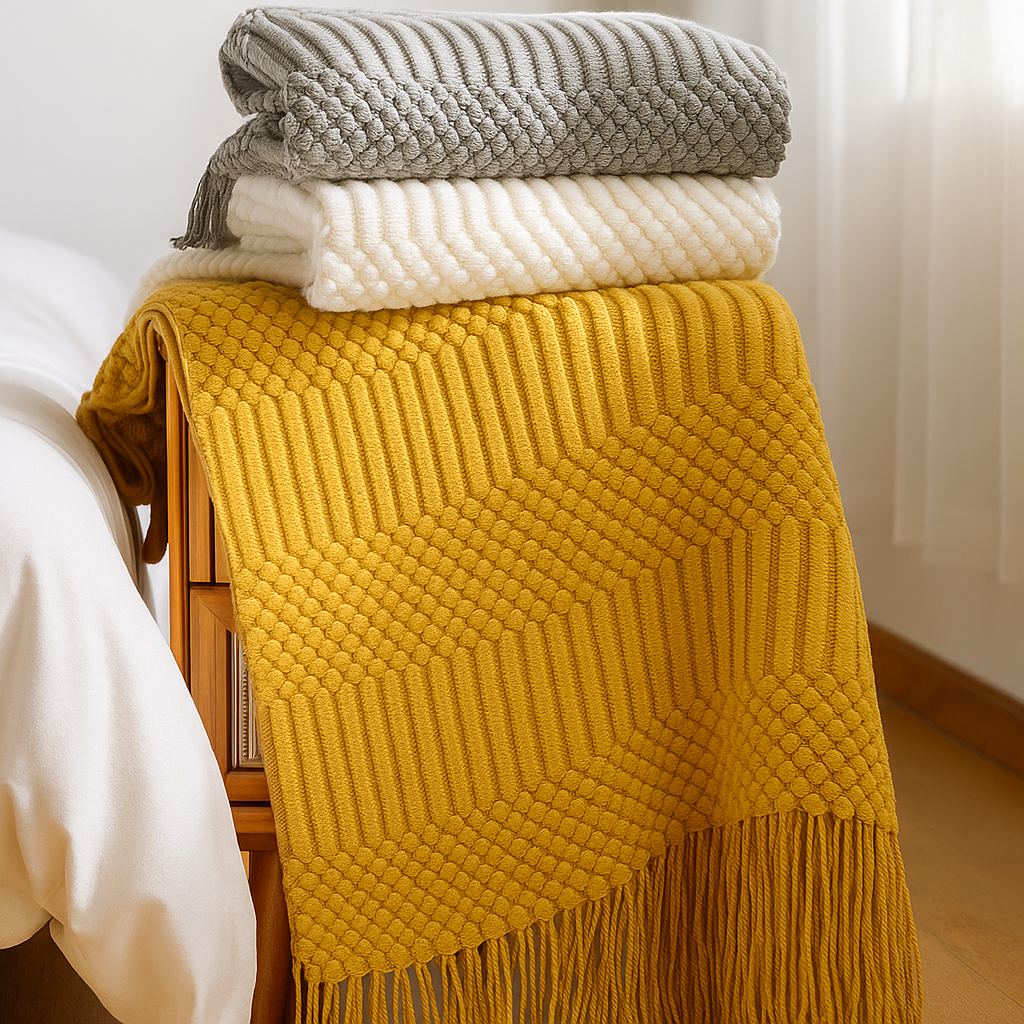 Blanket Magnolia Knitted Fluffy Throw
