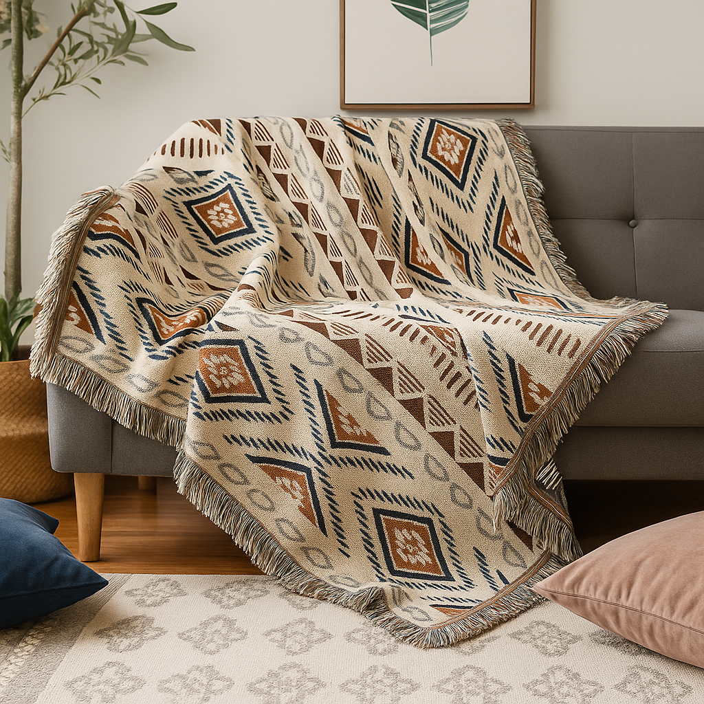 Blanket Avignon Nordic Knitted Striped Elegance