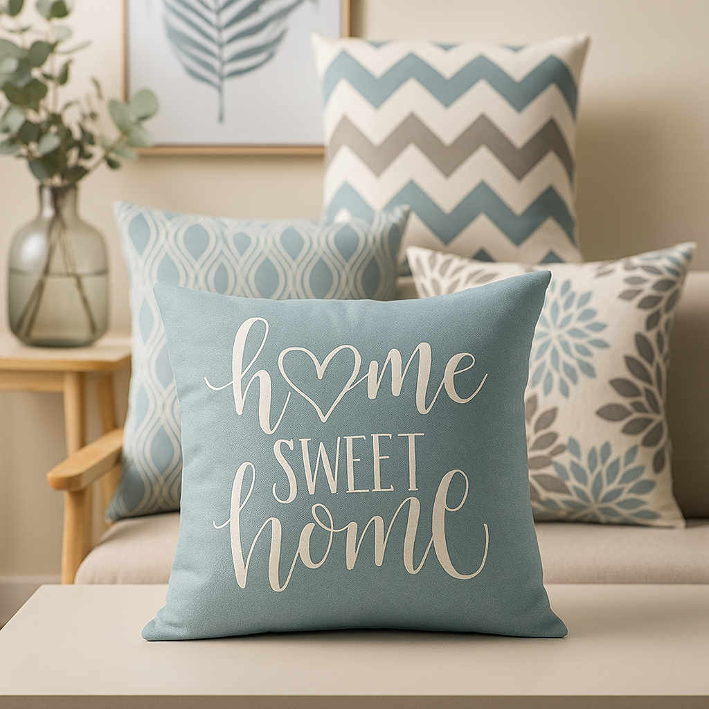 Pillow Cover Blue Linen Elegance
