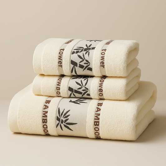Bath Towels Bamboo Fiber Jacquard Elegance Set