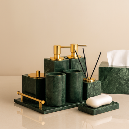 Bathroom Accessories Marble Green Prestige Elegance