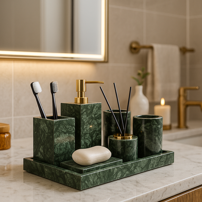 Bathroom Accessories Marble Green Prestige Elegance