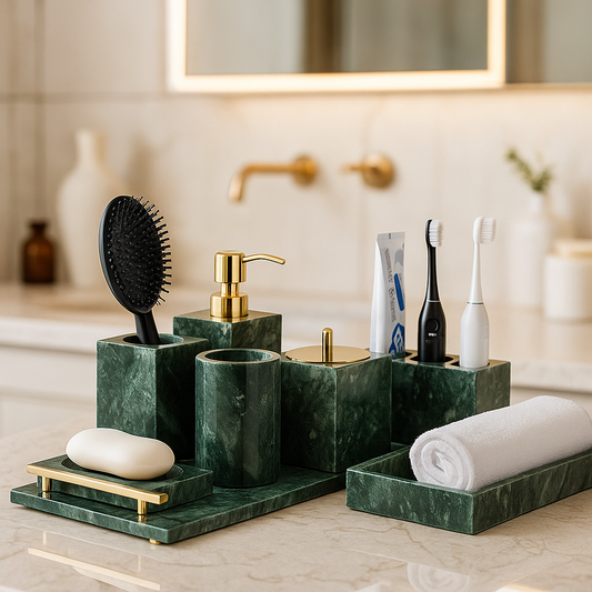 Bathroom Accessories Marble Green Prestige Elegance