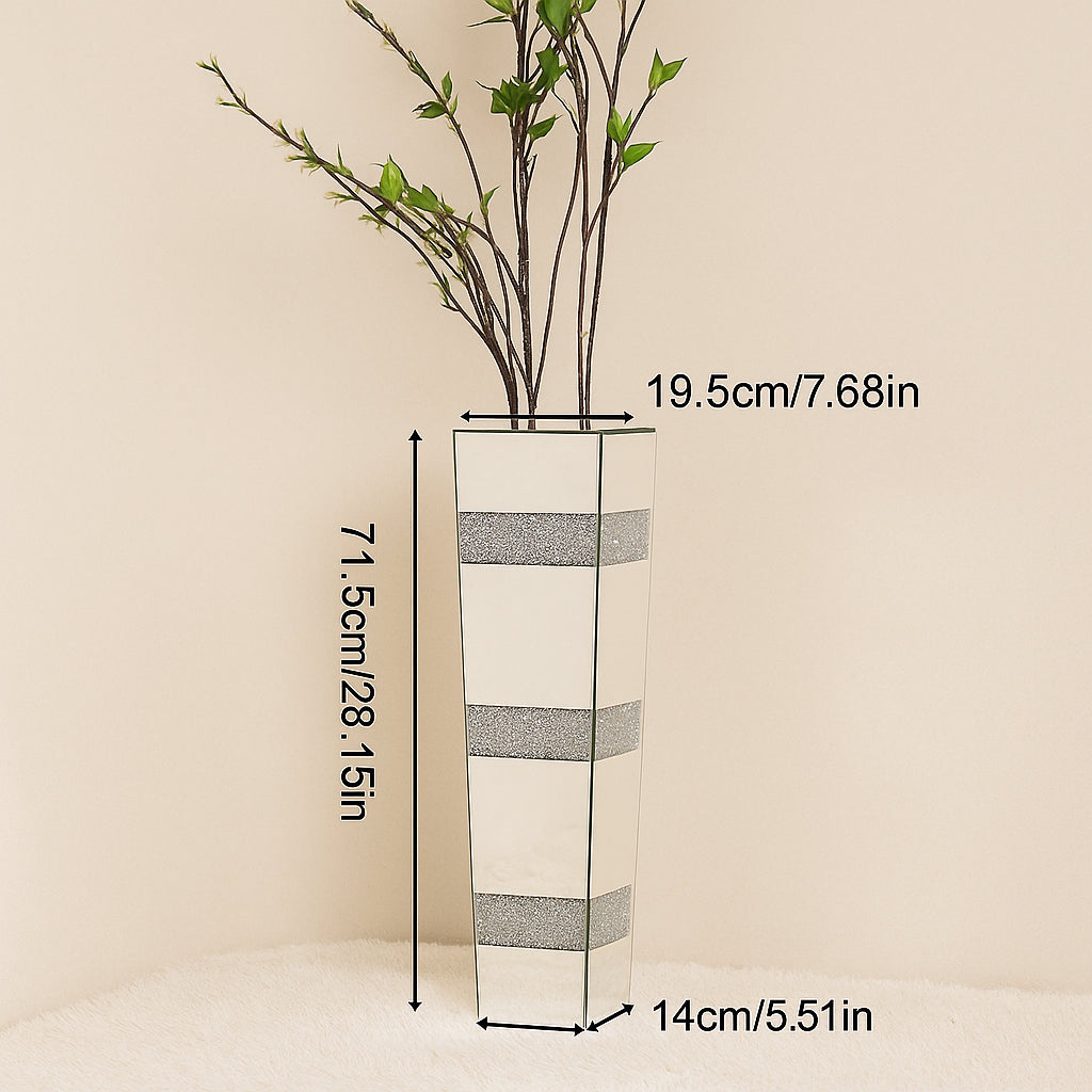Vase Flower Crystal Silver Mirrored Prestige