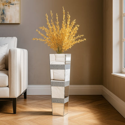Vase Flower Crystal Silver Mirrored Prestige