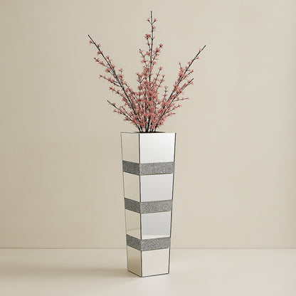 Vase Flower Crystal Silver Mirrored Prestige