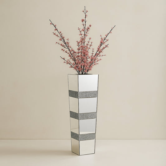 Vase Flower Crystal Silver Mirrored Prestige