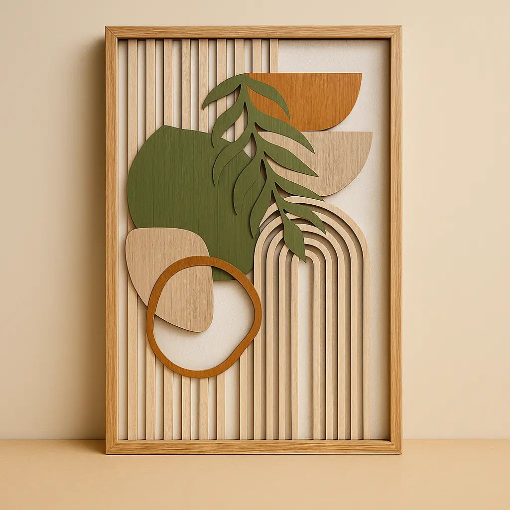 Wall Art Wooden Abstract Sage Green Elegance