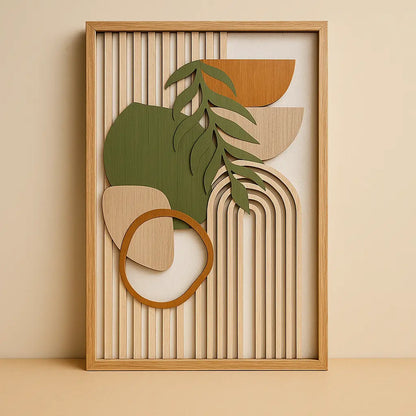 Wall Art Wooden Abstract Sage Green Elegance