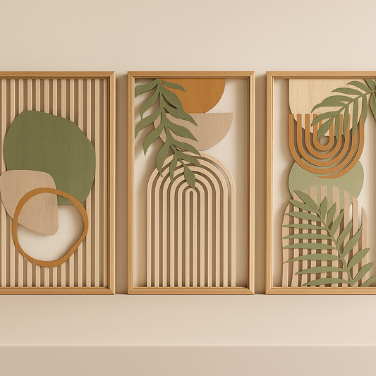 Wall Art Wooden Abstract Sage Green Elegance