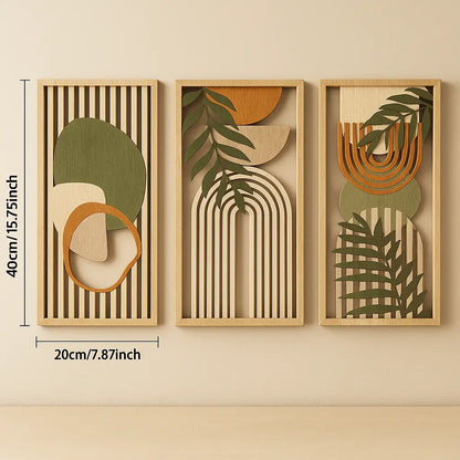 Wall Art Wooden Abstract Sage Green Elegance