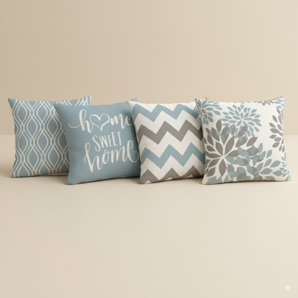 Pillow Cover Blue Linen Elegance