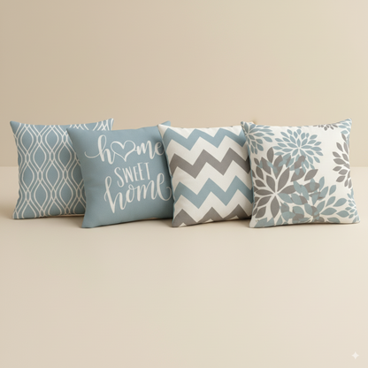 Pillow Cover Blue Linen Elegance