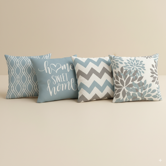 Pillow Cover Blue Linen Elegance