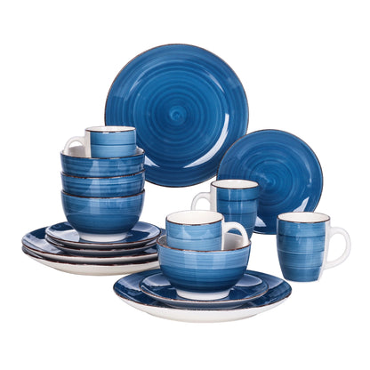 Azure Gaze Dinnerware Set – Ivory Porcelain & Vintage Blue