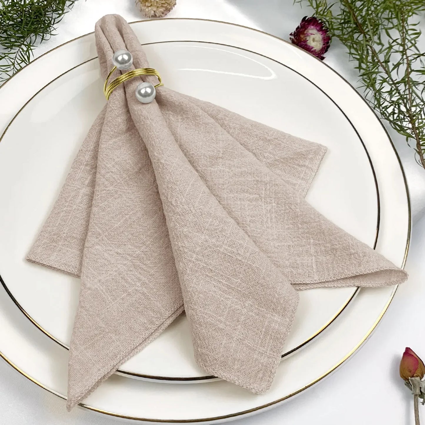 Amélie Linen Napkin Set – 6 Pieces, 30x30cm, Elegant Wedding & Daily Use