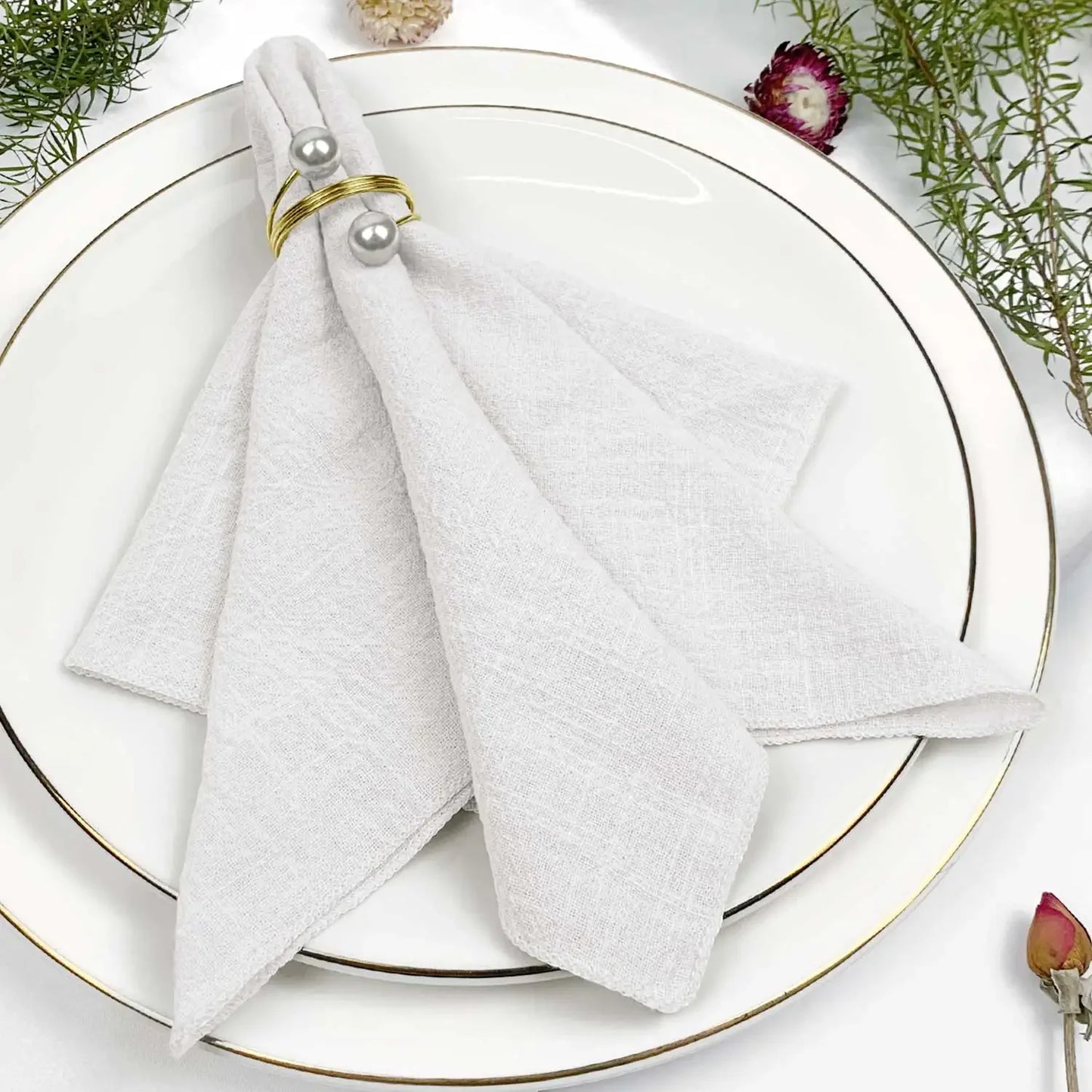 Amélie Linen Napkin Set – 6 Pieces, 30x30cm, Elegant Wedding & Daily Use