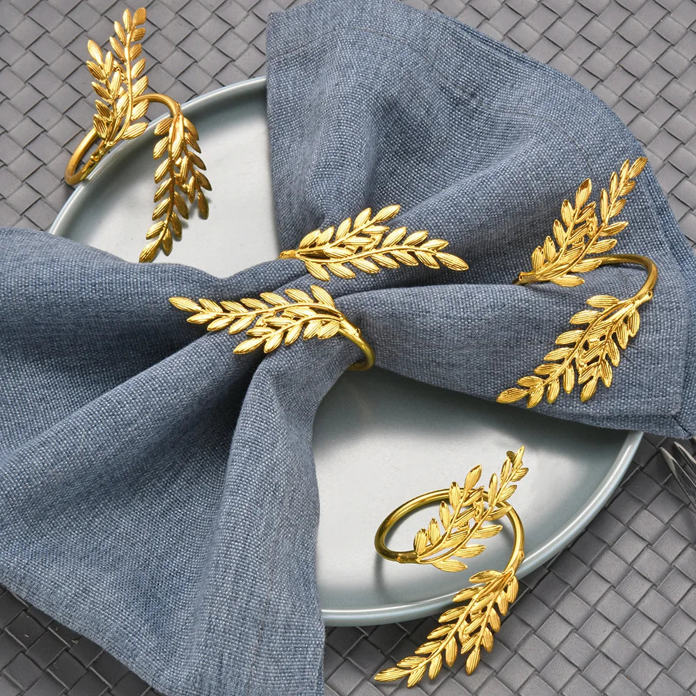 Wheatley Set – Premium Wheat Leaf Napkin Rings - 12 Pcs