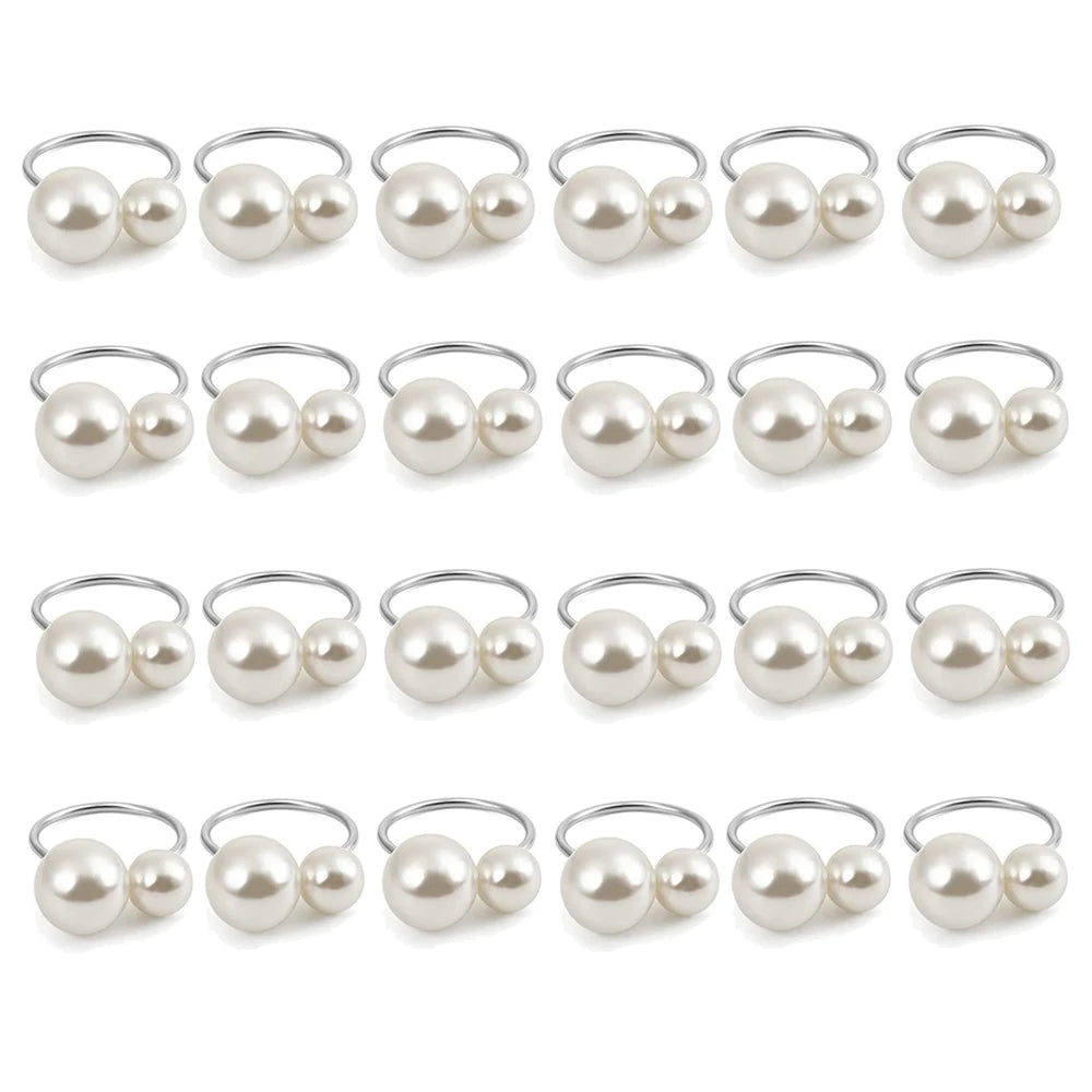 Éclat Gold Pearl Napkin Ring Collection – Elegant Table Decor