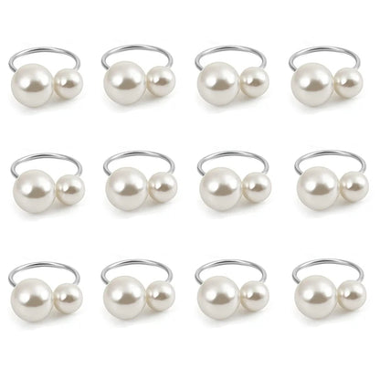 Éclat Gold Pearl Napkin Ring Collection – Elegant Table Decor