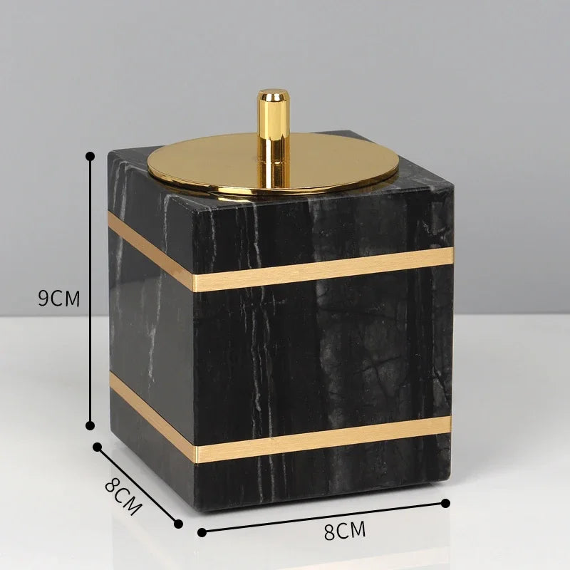 Bathroom Accessories Marble Black Gold Noble Essence