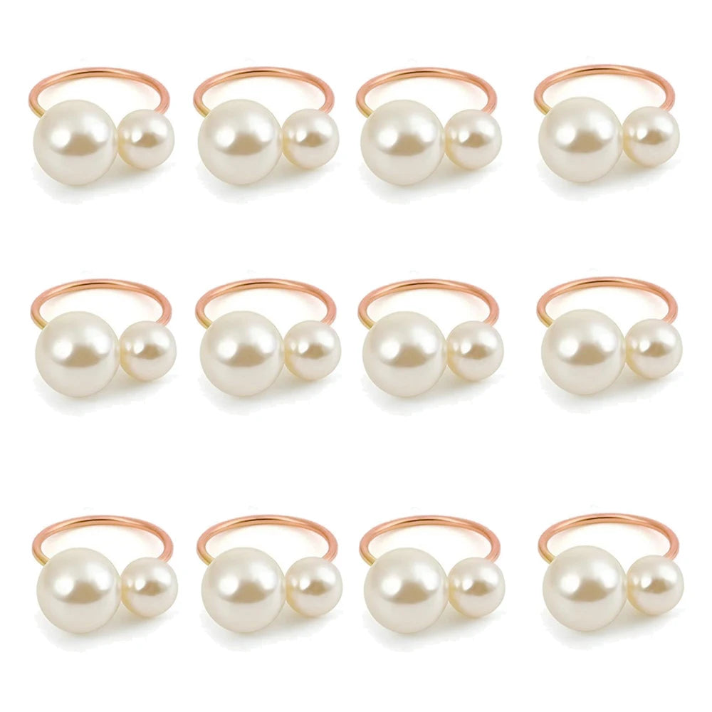Éclat Gold Pearl Napkin Ring Collection – Elegant Table Decor