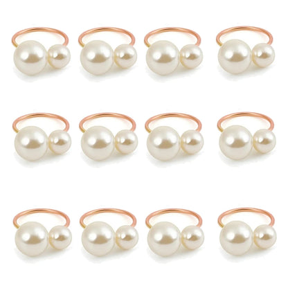 Éclat Gold Pearl Napkin Ring Collection – Elegant Table Decor