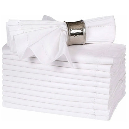 Premium Washed Linen Dining Napkins – Set of 12, Classic Hemmed Edges