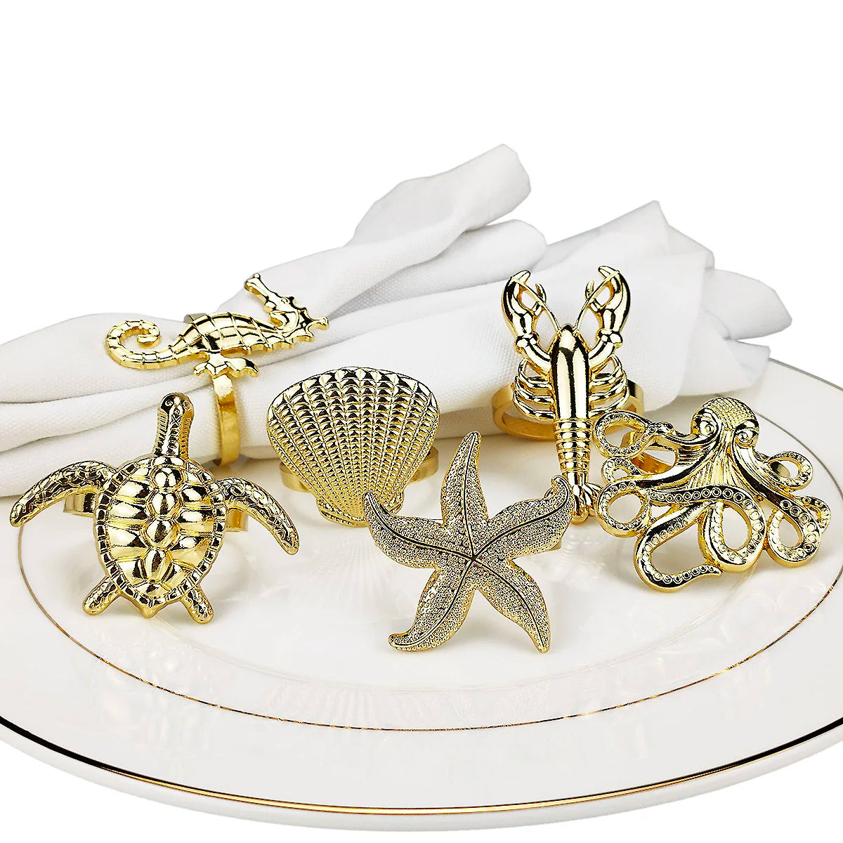 Nautica Ensemble – Silver Marine Life Napkin Rings - 6 pcs