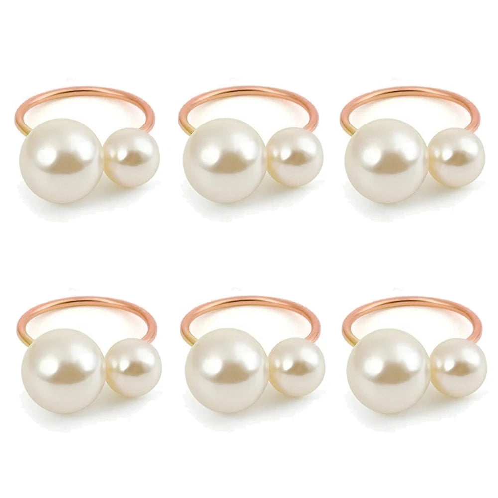 Éclat Gold Pearl Napkin Ring Collection – Elegant Table Decor