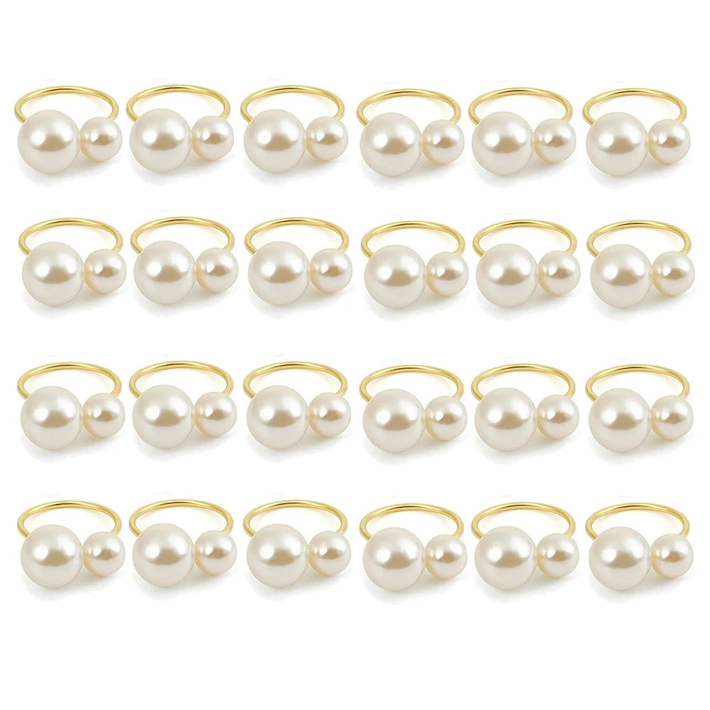 Éclat Gold Pearl Napkin Ring Collection – Elegant Table Decor