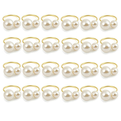 Éclat Gold Pearl Napkin Ring Collection – Elegant Table Decor
