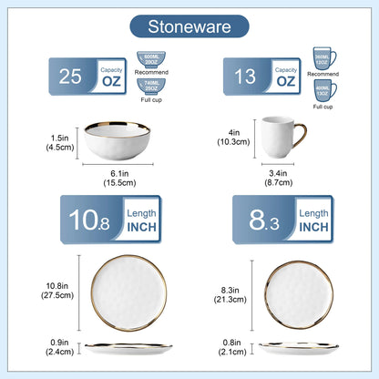 Aveline Dinnerware Set – Ivory Porcelain with Gold Finish