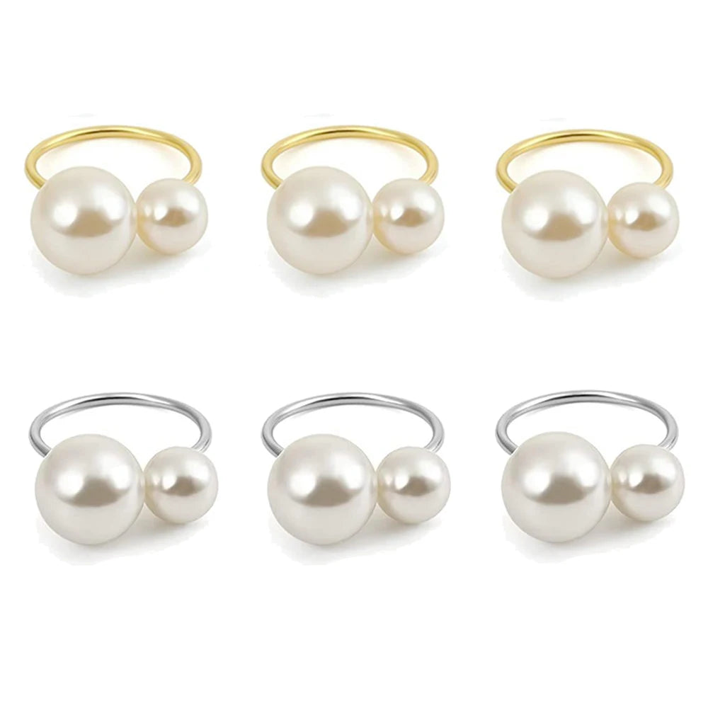 Éclat Gold Pearl Napkin Ring Collection – Elegant Table Decor