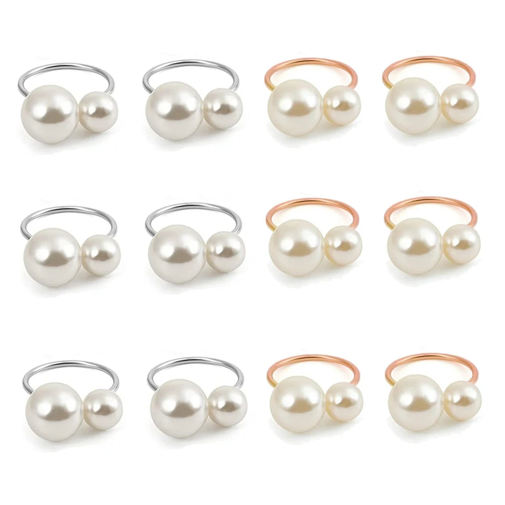 Éclat Gold Pearl Napkin Ring Collection – Elegant Table Decor