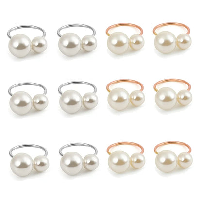 Éclat Gold Pearl Napkin Ring Collection – Elegant Table Decor