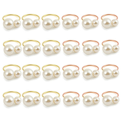 Éclat Gold Pearl Napkin Ring Collection – Elegant Table Decor