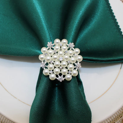 Essence Set – Gold Rhinestone & Pearl Napkin Rings