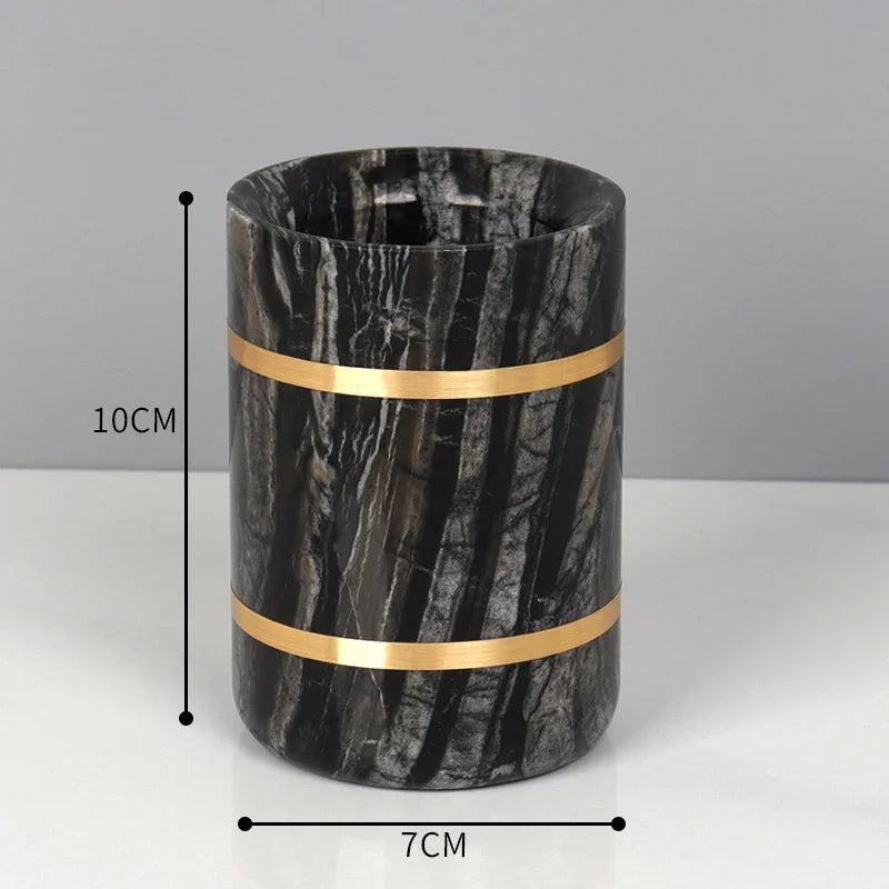 Bathroom Accessories Marble Black Gold Noble Essence