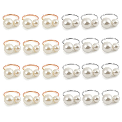 Éclat Gold Pearl Napkin Ring Collection – Elegant Table Decor