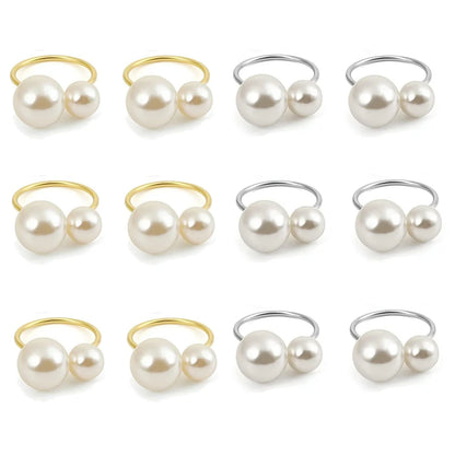 Éclat Gold Pearl Napkin Ring Collection – Elegant Table Decor